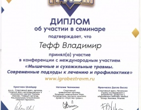 Тефф Владимир Александрович - сертификаты и дипломы