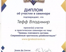 Тефф Владимир Александрович - сертификаты и дипломы